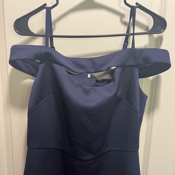 GUESS off the shoulder navy blue dress - Picture 2 of 7